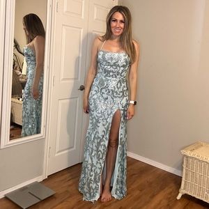 Prom dress/gown blue & turquoise sequin